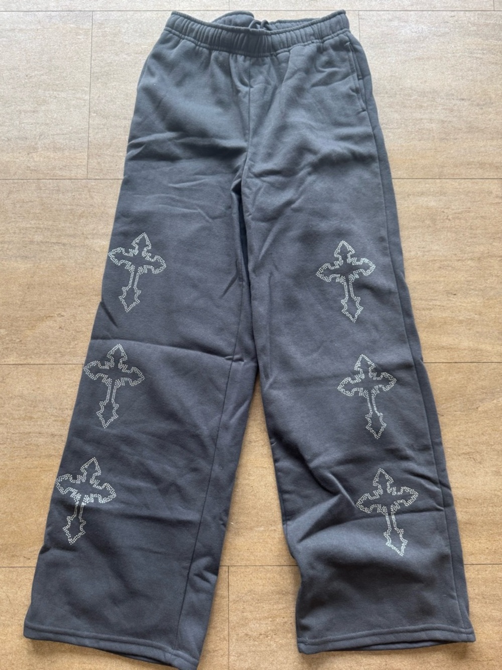 Gray Cross-Accent Fleece Pants